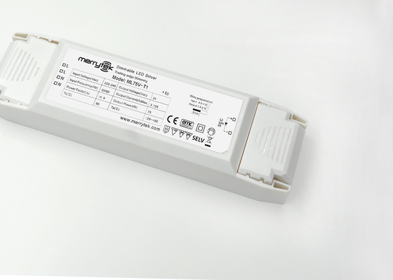 75 ওয়াট ধ্রুবক ভোল্টেজ Dimmable LED ড্রাইভার 24V IP20 সিই 30000h লাইফ টাইম