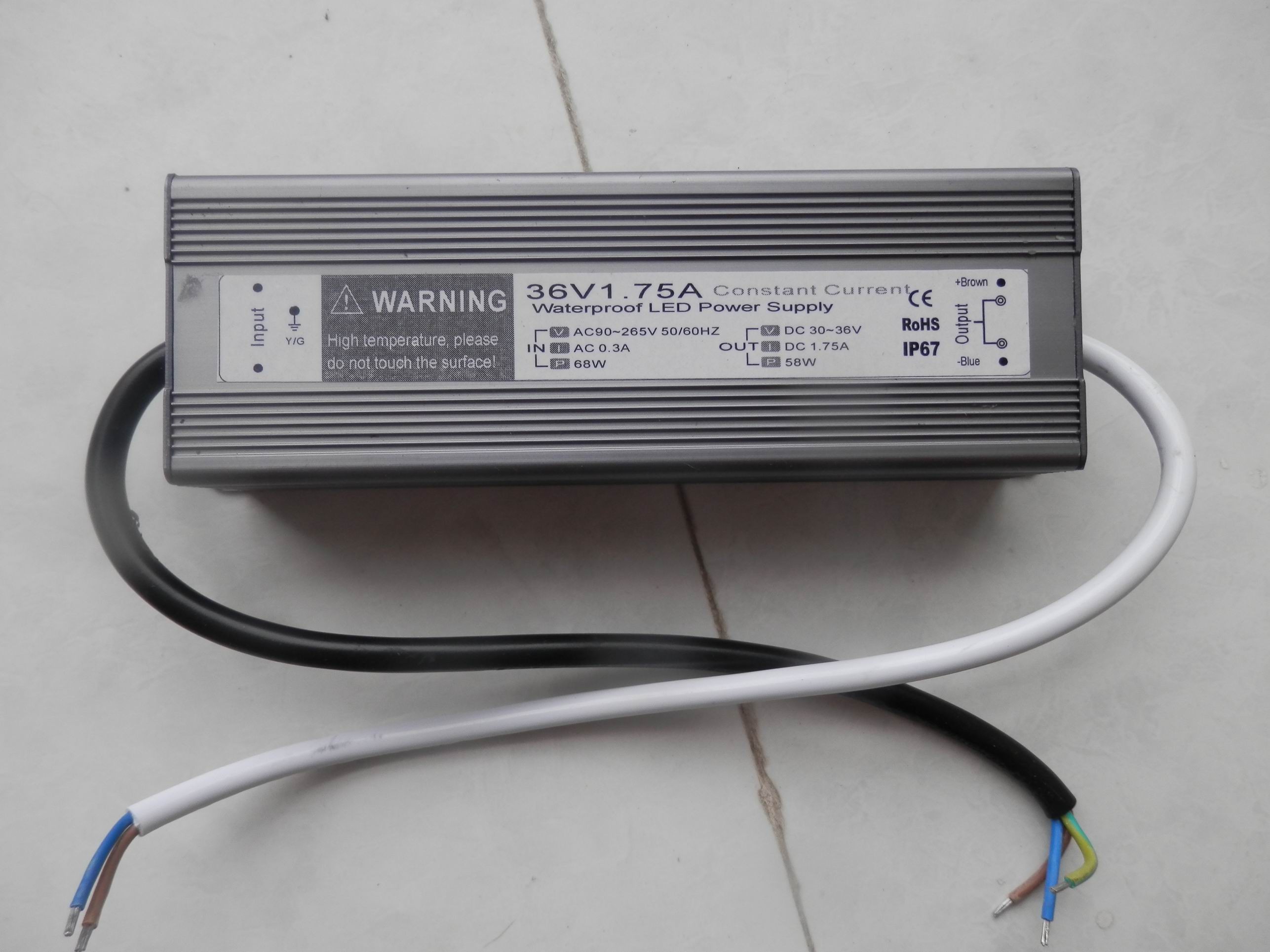 2A 60watt / 60W কনস্ট্যান্ট জলরোধী LED ড্রাইভার পাওয়ার সাপ্লাই